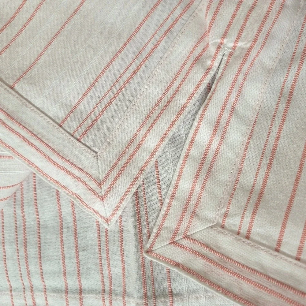 UNTUCKit Durfort Tunic Top Womens 4 White Coral Striped‎ Cotton Split Neck NWT